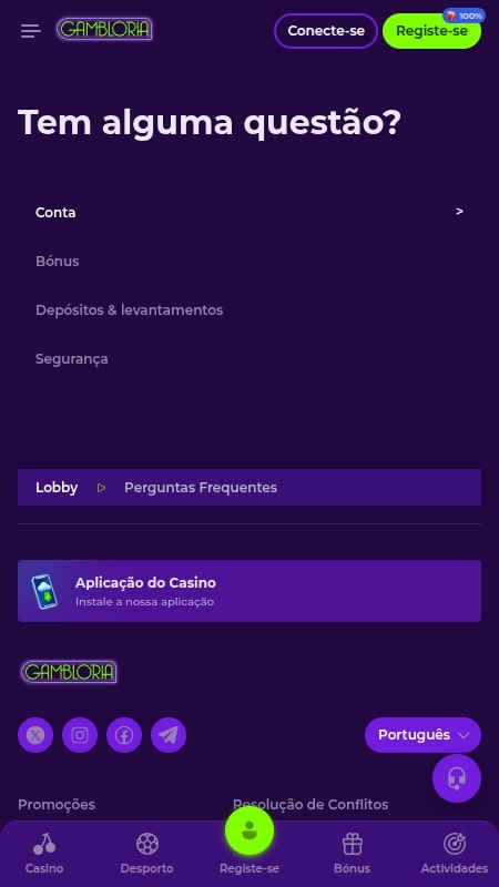 Gambloria Central de ajuda