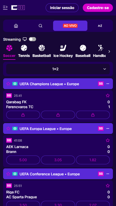 Apostas ao Vivo CipherWins 
