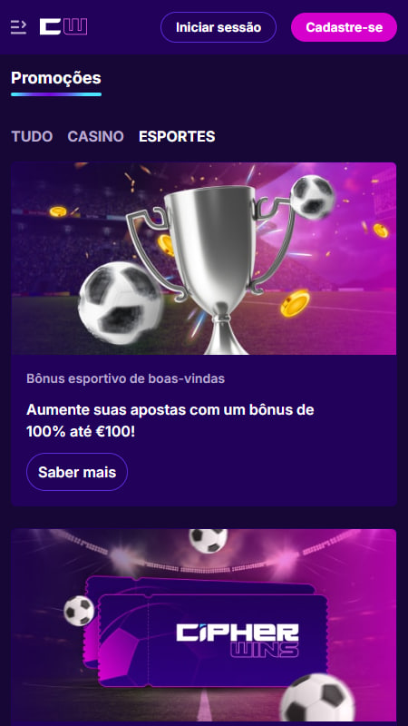 Bónus e Promoções da CipherWins Bookmaker