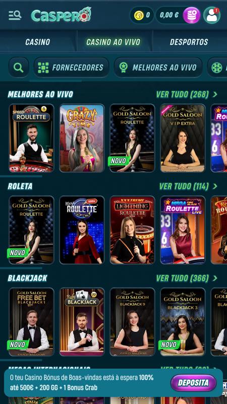 caspero casino live