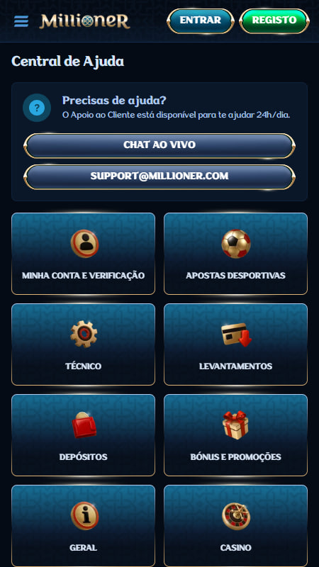 Apoio ao Cliente e Idiomas Disponíveis