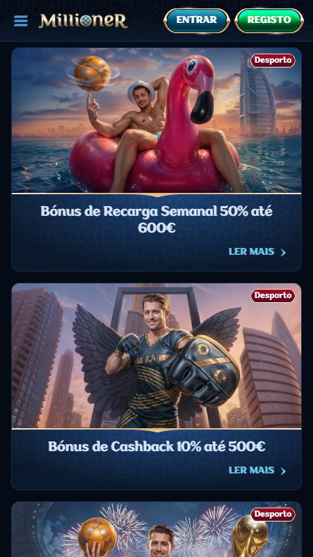 Millioner Casa de Apostas Bónus e promoções